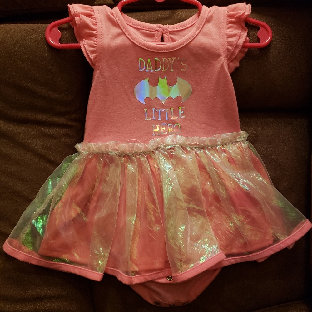 3-6m Pink Dress (Batman Logo on it)